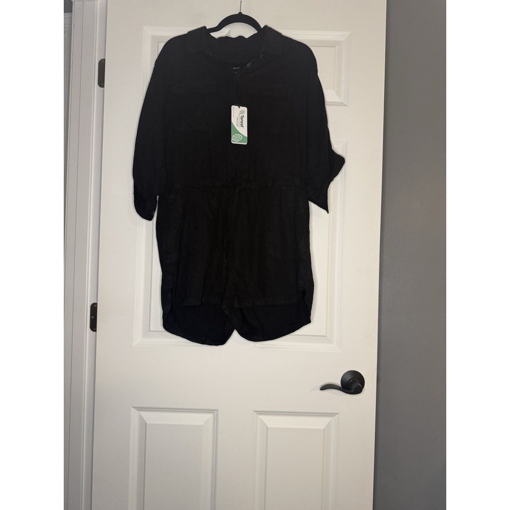 Velvet Heart Luba Romper Black Chambray Tencel Large Nwt $82